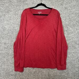 J.Crew Shirt Womens 3XL Red Long Sleeve Tshirt Boho Oversized Stretch Casual